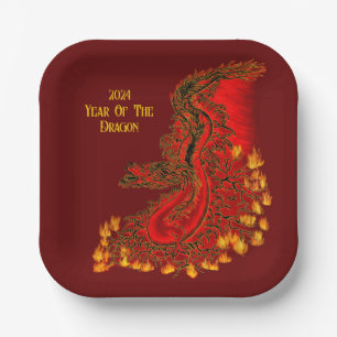 China Dragon , 2024 Year Of The Dragon Paper Plates