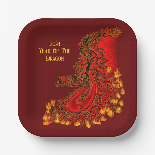 China Dragon , 2024 Year Of The Dragon Paper Plates (Front)