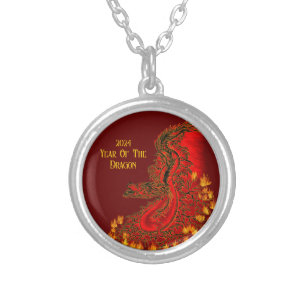 China Dragon , 2024 Year Of The Dragon Silver Plated Necklace