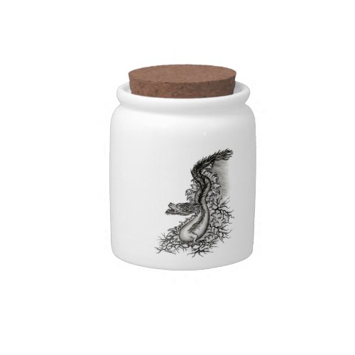 China Dragon Black and white Design in Tattoostyl Candy Jar
