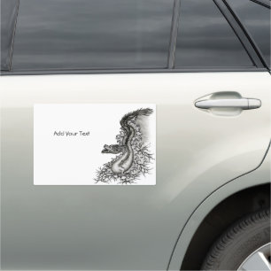 China Dragon, Black and white Design in Tattoostyl Car Magnet
