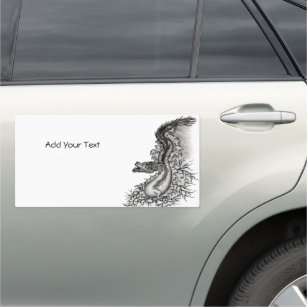 China Dragon, Black and white Design in Tattoostyl Car Magnet