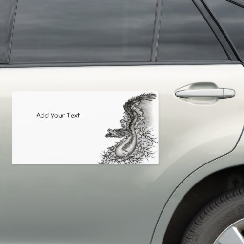 China Dragon Black and white Design in Tattoostyl Car Magnet