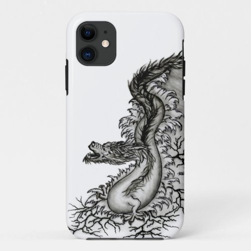 China Dragon Black and white Design in Tattoostyl iPhone 11 Case