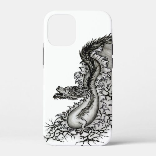 China Dragon Black and white Design in Tattoostyl iPhone 12 Mini Case