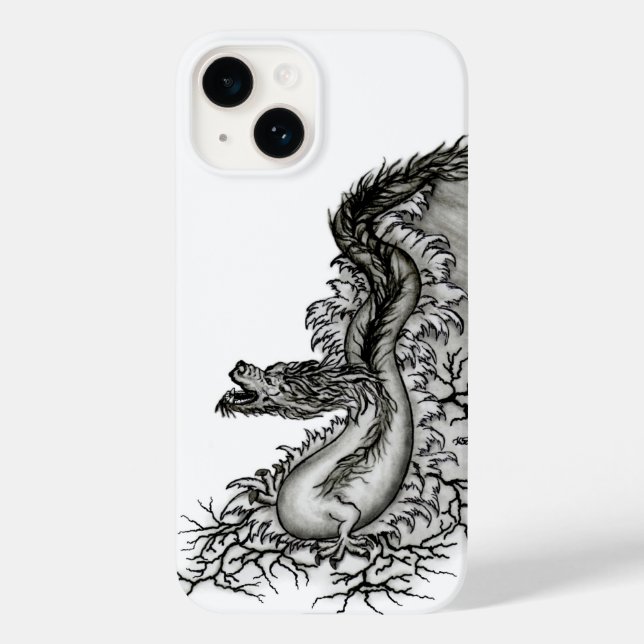 China Dragon, Black and white Design in Tattoostyl Case-Mate iPhone Case (Back)