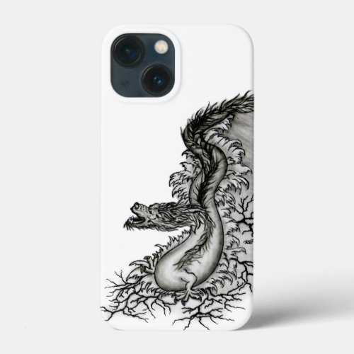 China Dragon Black and white Design in Tattoostyl iPhone 13 Mini Case