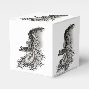 China Dragon, Black and white Design in Tattoostyl Favor Boxes