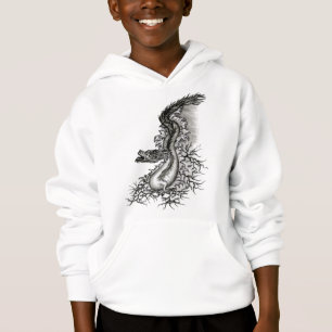 China Dragon, Black and white Design in Tattoostyl Hoodie