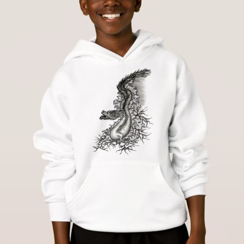China Dragon Black and white Design in Tattoostyl Hoodie