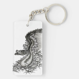 China Dragon, Black and white Design in Tattoostyl Keychain