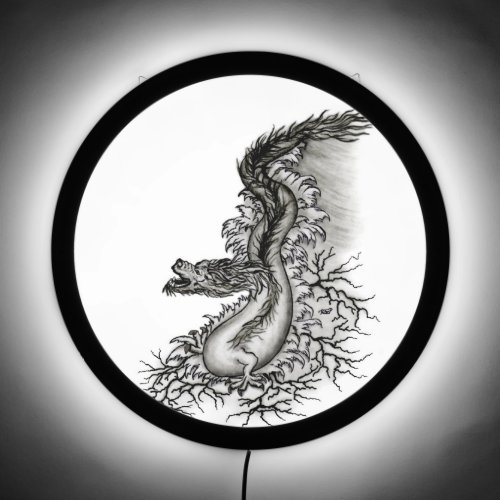 China Dragon Black and white Design in Tattoostyl LED Sign
