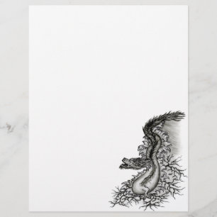 China Dragon, Black and white Design in Tattoostyl Letterhead