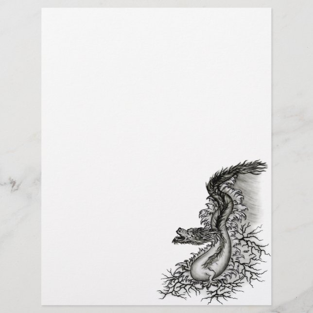 China Dragon, Black and white Design in Tattoostyl Letterhead (Front)