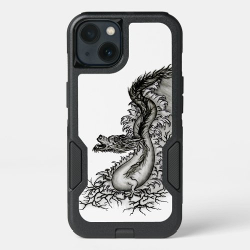 China Dragon Black and white Design in Tattoostyl iPhone 13 Case