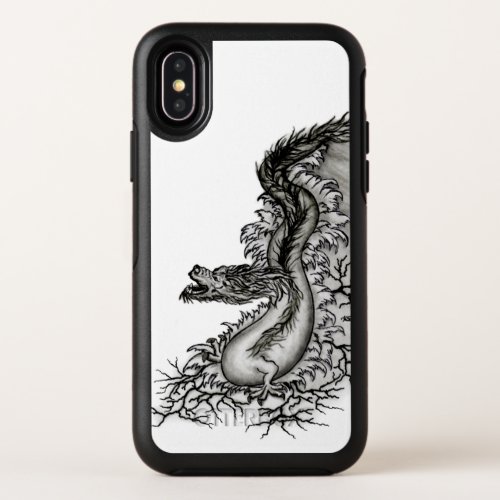 China Dragon Black and white Design in Tattoostyl OtterBox Symmetry iPhone XS Case