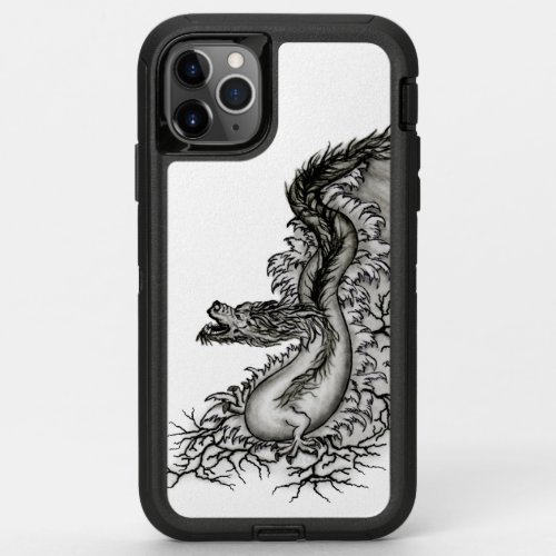China Dragon Black and white Design in Tattoostyl OtterBox Defender iPhone 11 Pro Max Case