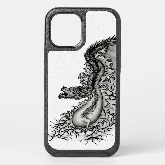 China Dragon, Black and white Design in Tattoostyl Otterbox iPhone Case (Back)