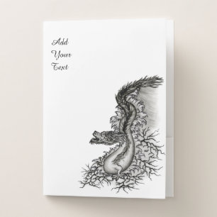 China Dragon, Black and white Design in Tattoostyl Pocket Folder
