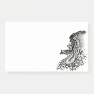 China Dragon, Black and white Design in Tattoostyl Post-it Notes
