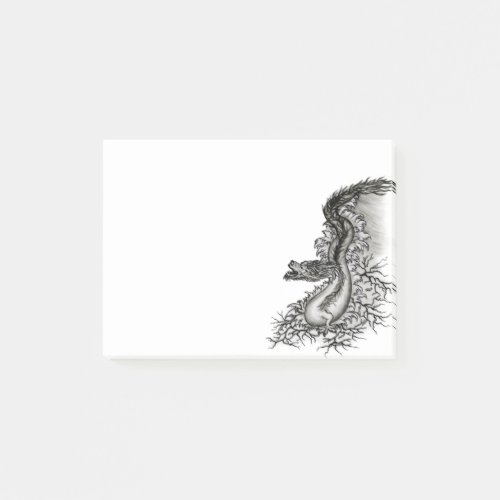 China Dragon Black and white Design in Tattoostyl Post_it Notes