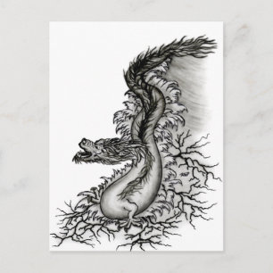 China Dragon, Black and white Design in Tattoostyl Postcard