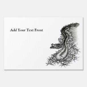 China Dragon, Black and white Design in Tattoostyl Sign