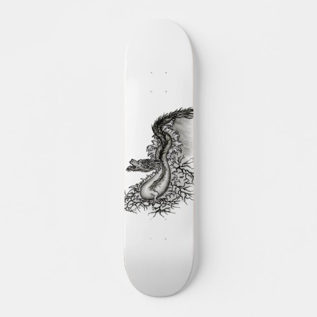China Dragon, Black and white Design in Tattoostyl Skateboard Deck (Front)
