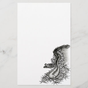 China Dragon, Black and white Design in Tattoostyl Stationery