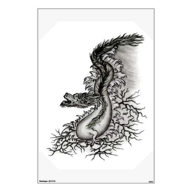 China Dragon, Black and white Design in Tattoostyl Wall Sticker | Zazzle