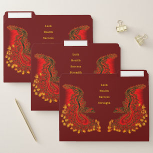 China Dragon in red and gold design File Folder