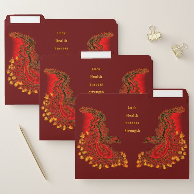 China Dragon in red and gold design File Folder (Set)