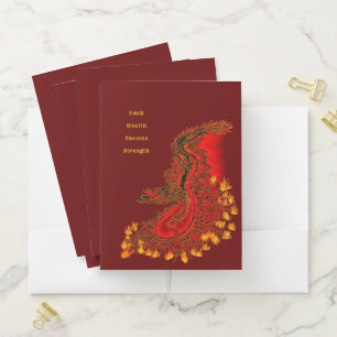 China Dragon in red and gold design Pocket Folder