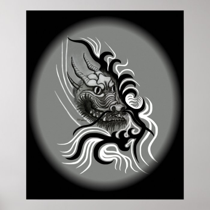 China dragon in Tattoo styles Posters