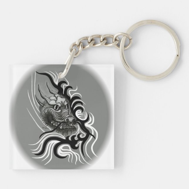 China Dragon in Tattoostyle Keychain (Back)