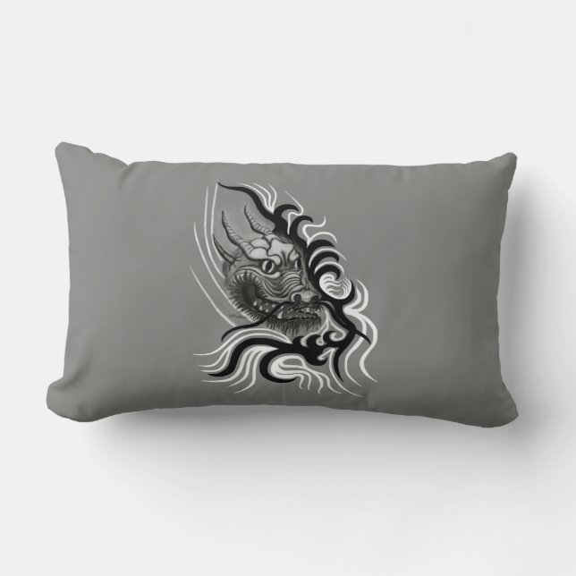 China Dragon in Tattoostyle Lumbar Pillow (Front)