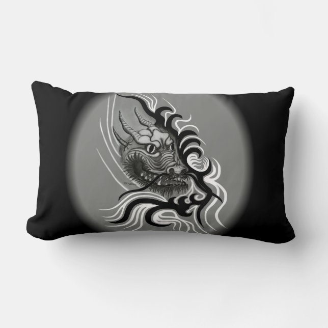 China Dragon in Tattoostyle Lumbar Pillow (Front)