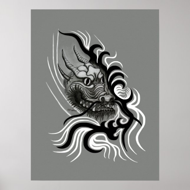 China Dragon in Tattoostyle Poster (Front)