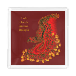 China Dragon red and gold design Acrylic Tray