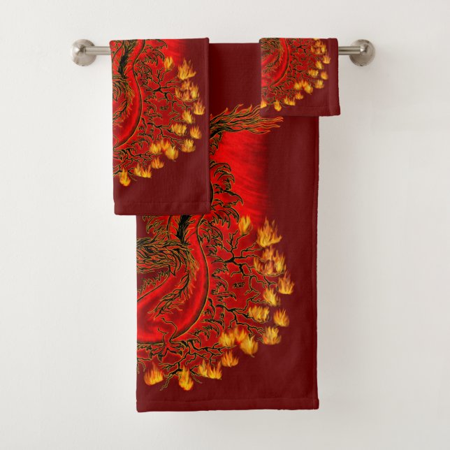 China Dragon red and gold design Bath Towel Set (Insitu)