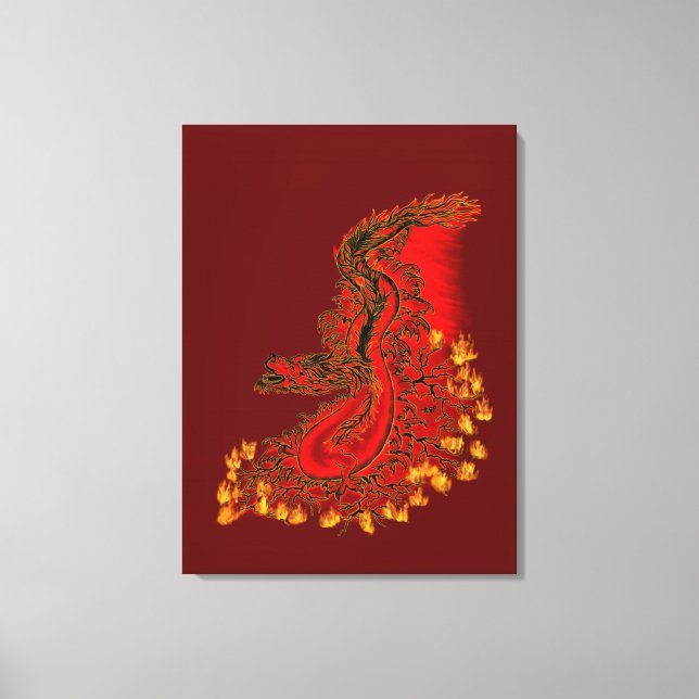 China Dragon red and gold design Canvas Print (Front)