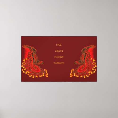 China Dragon red and gold design Canvas Print