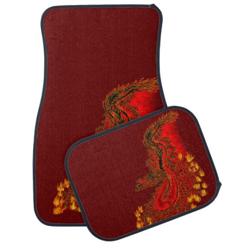 China Dragon red and gold design Car Floor Mat