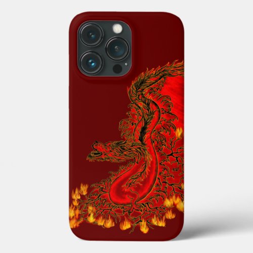 China Dragon red and gold design iPhone 13 Pro Case