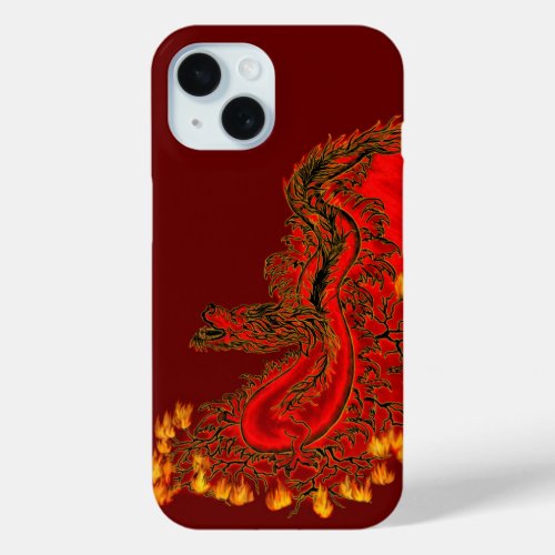China Dragon red and gold design iPhone 15 Case