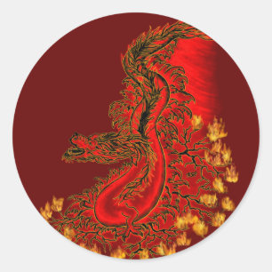China Dragon red and gold design Classic Round Sticker