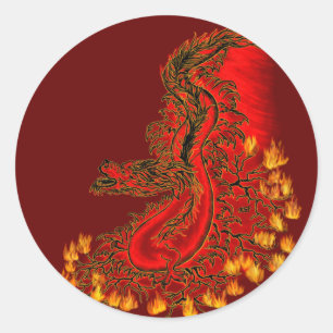 China Dragon red and gold design Classic Round Sticker