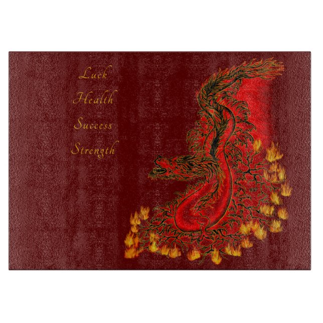 China Dragon red and gold design Cutting Board (Front)