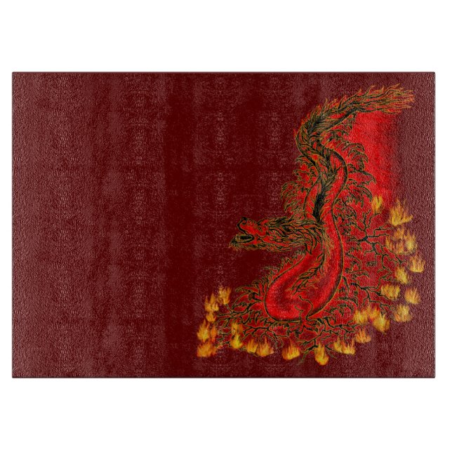 China Dragon red and gold design Cutting Board (Front)
