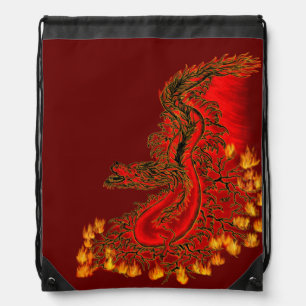 China Dragon red and gold design Drawstring Bag